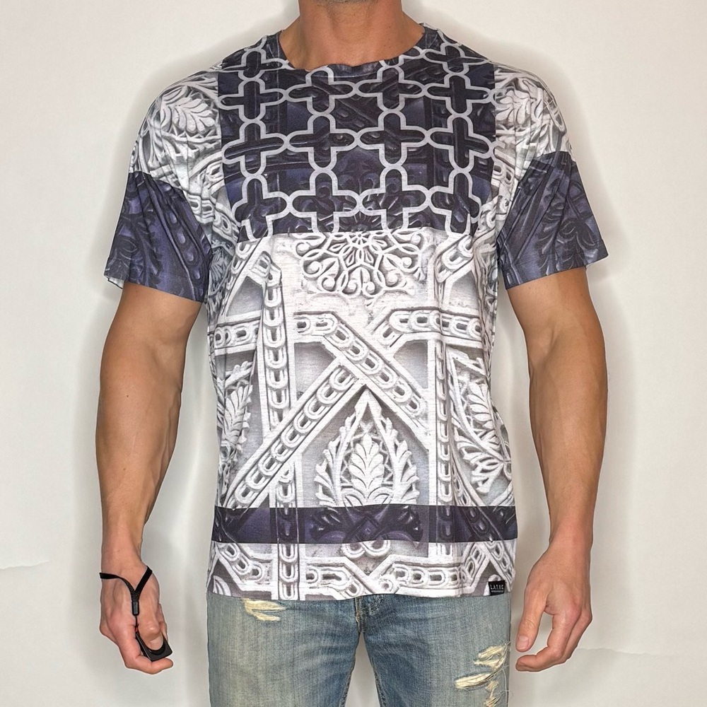 Men's Black and White Graphic T-Shirt